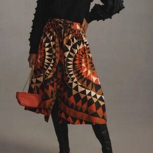 FARM Rio Geometric Midi Skirt - Black, Red, Orange